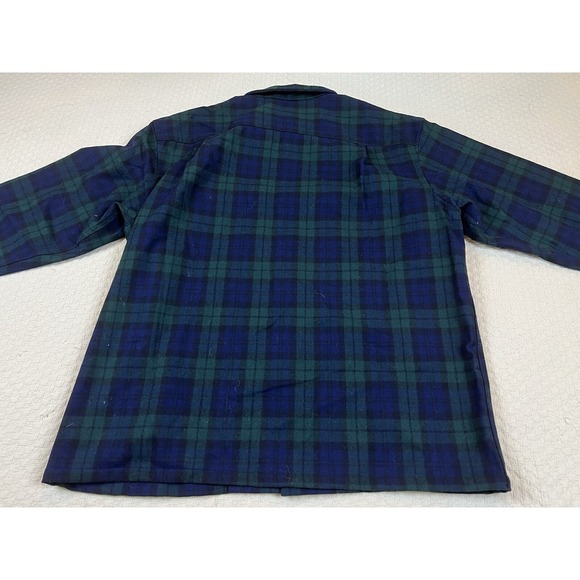 Pendleton Board Shirt Plaid Wool Loop Collar Vintage |‎ Green Blue | Mens XL - Picture 7 of 13